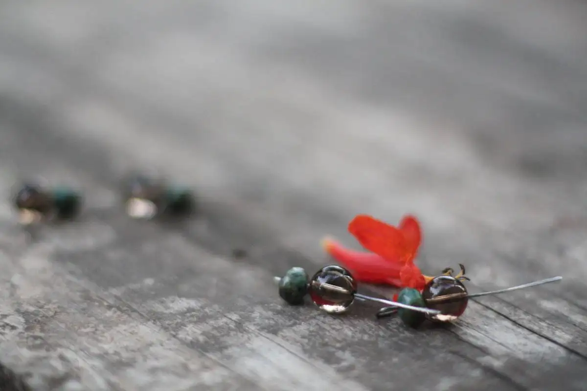 Turquoise, smoky quarz dangle earrings - oxidized sterling silver - Image 2