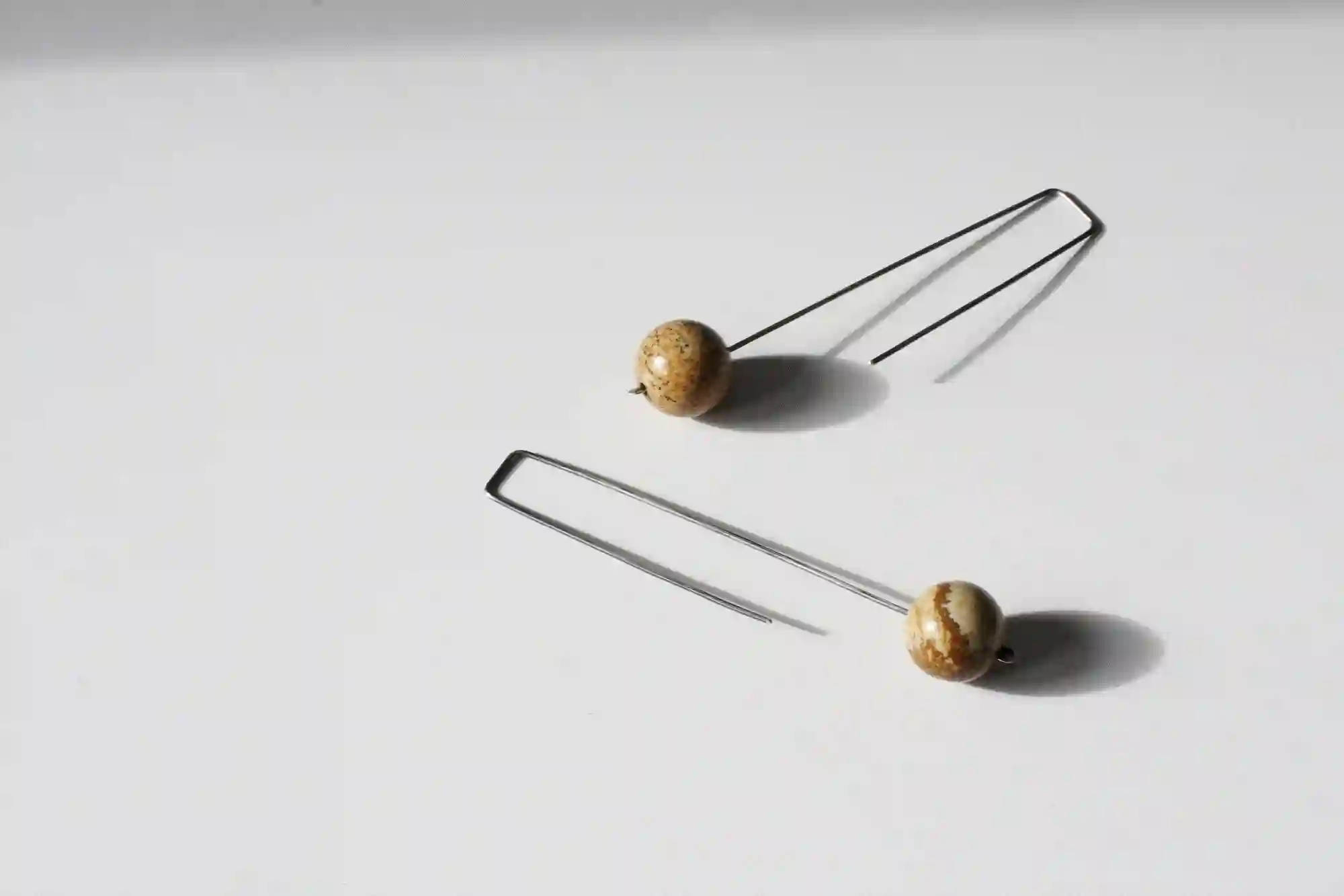Jaspe amarillo - pendientes largos colgantes - plata de ley oxidada