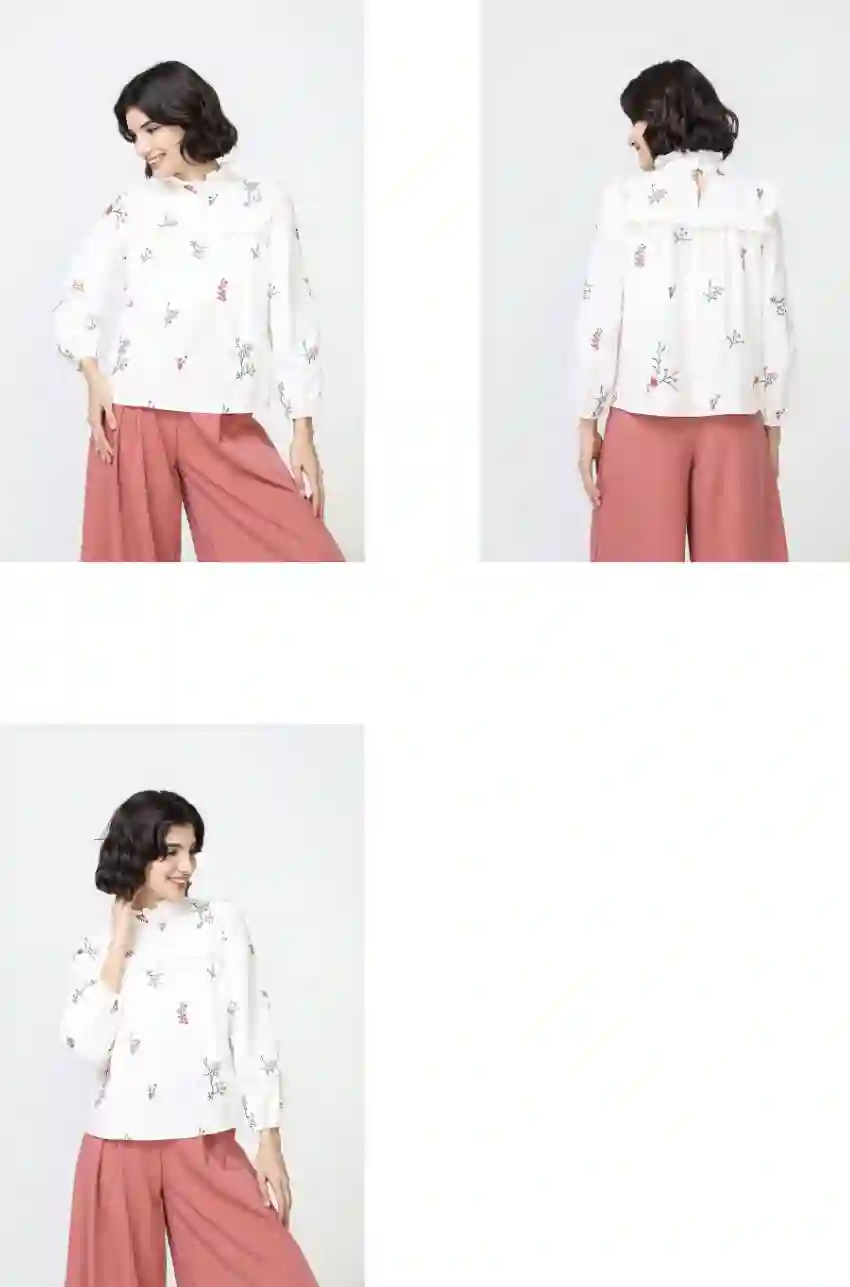 Blusa blanca con flores