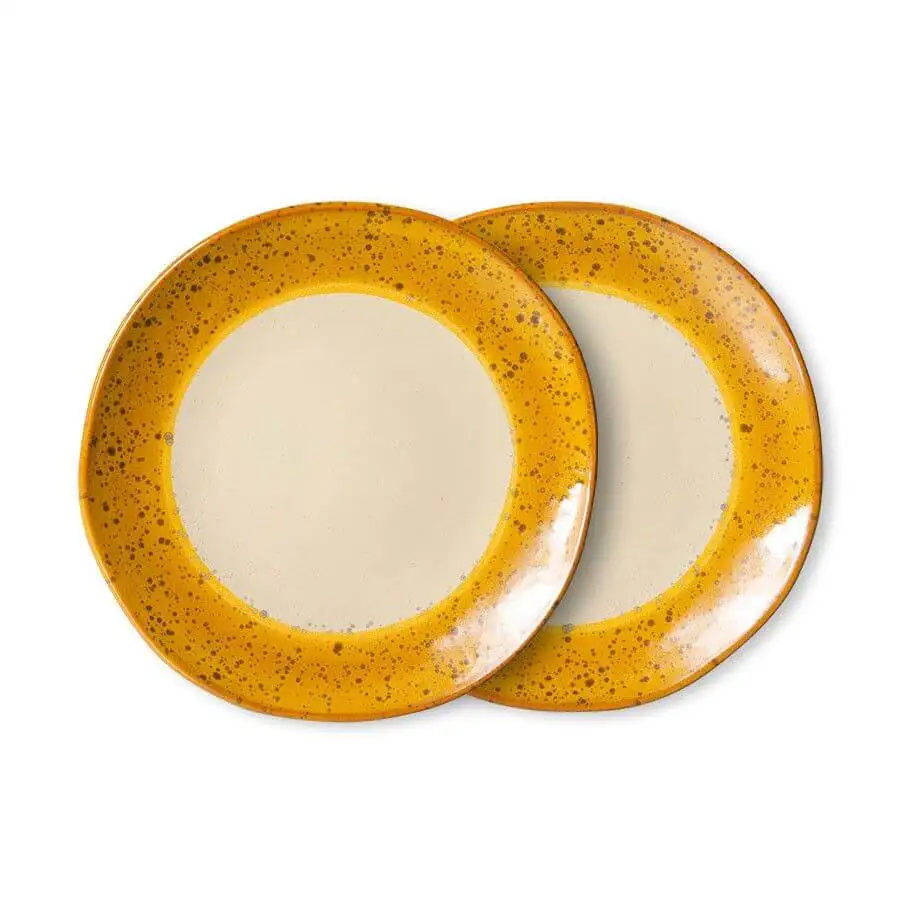 SET DE 2 PLATOS CERÁMICA AÑOS 70 (VARIOS COLORES) - Imagen 4