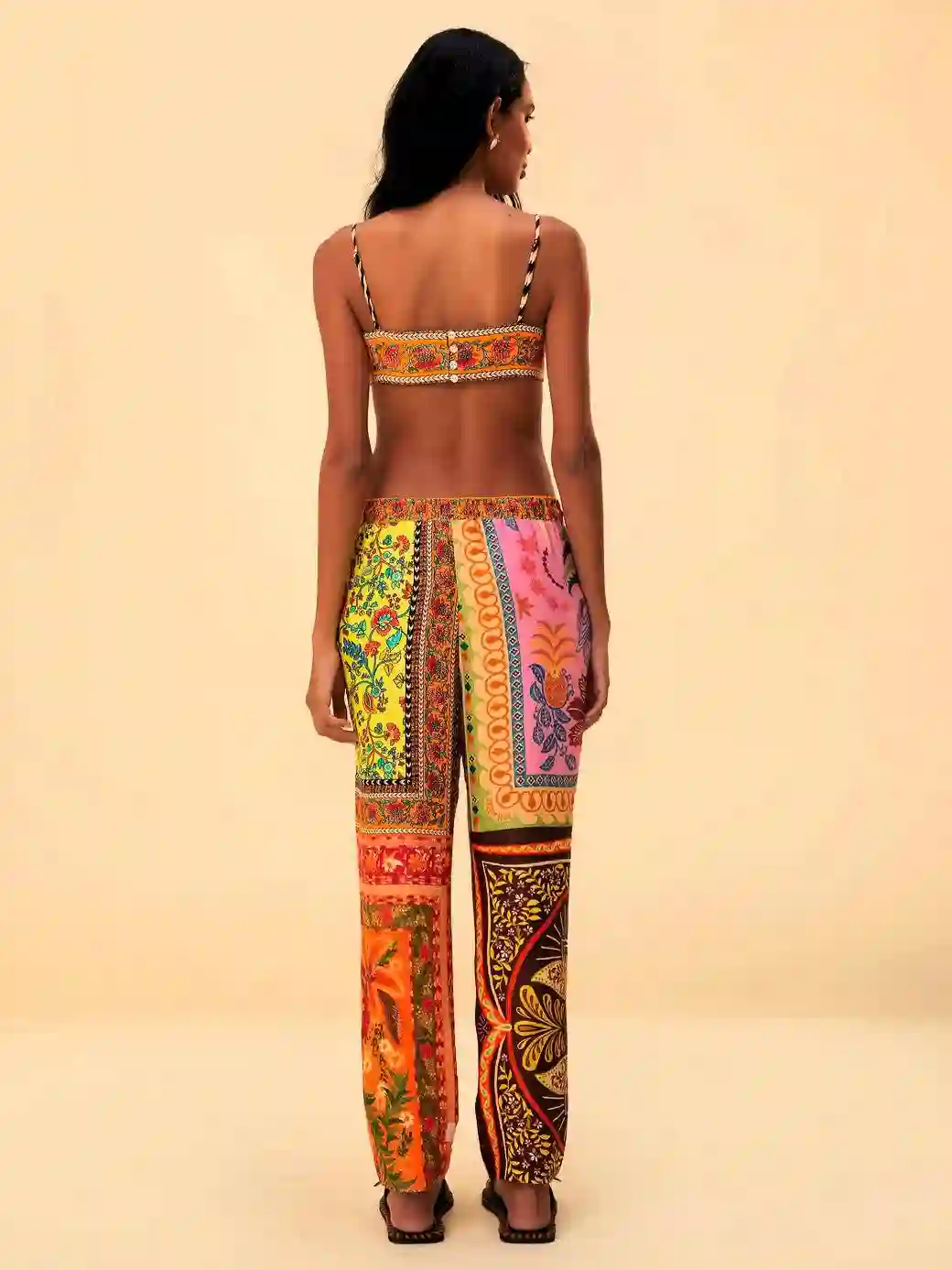 Pantalones con bufandas mixtas multicolores