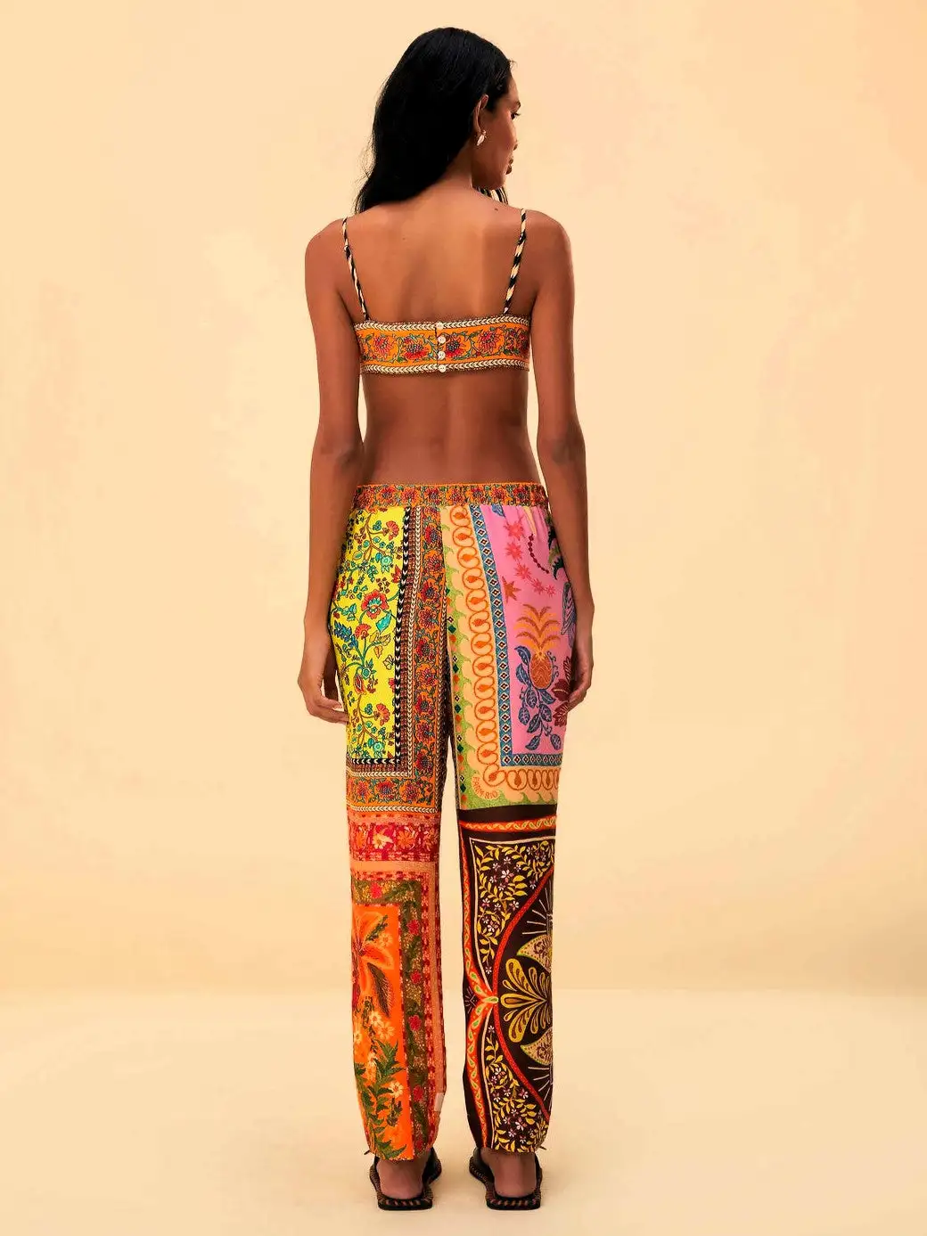 Pantalones con bufandas mixtas multicolores