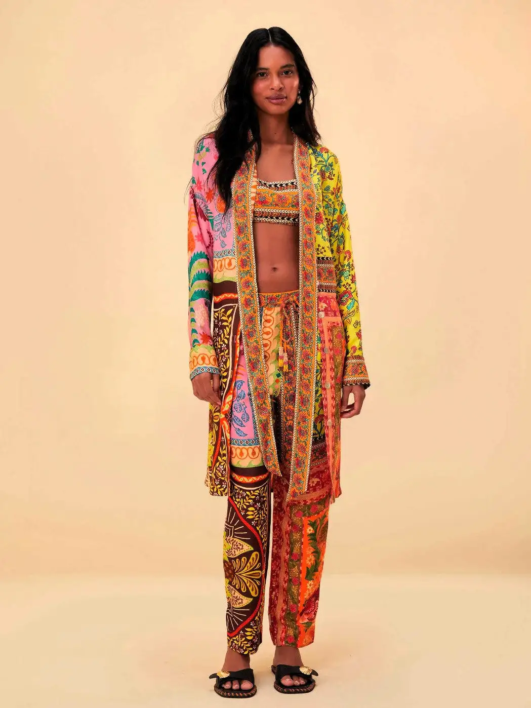 Pantalones con bufandas mixtas multicolores - Imagen 3