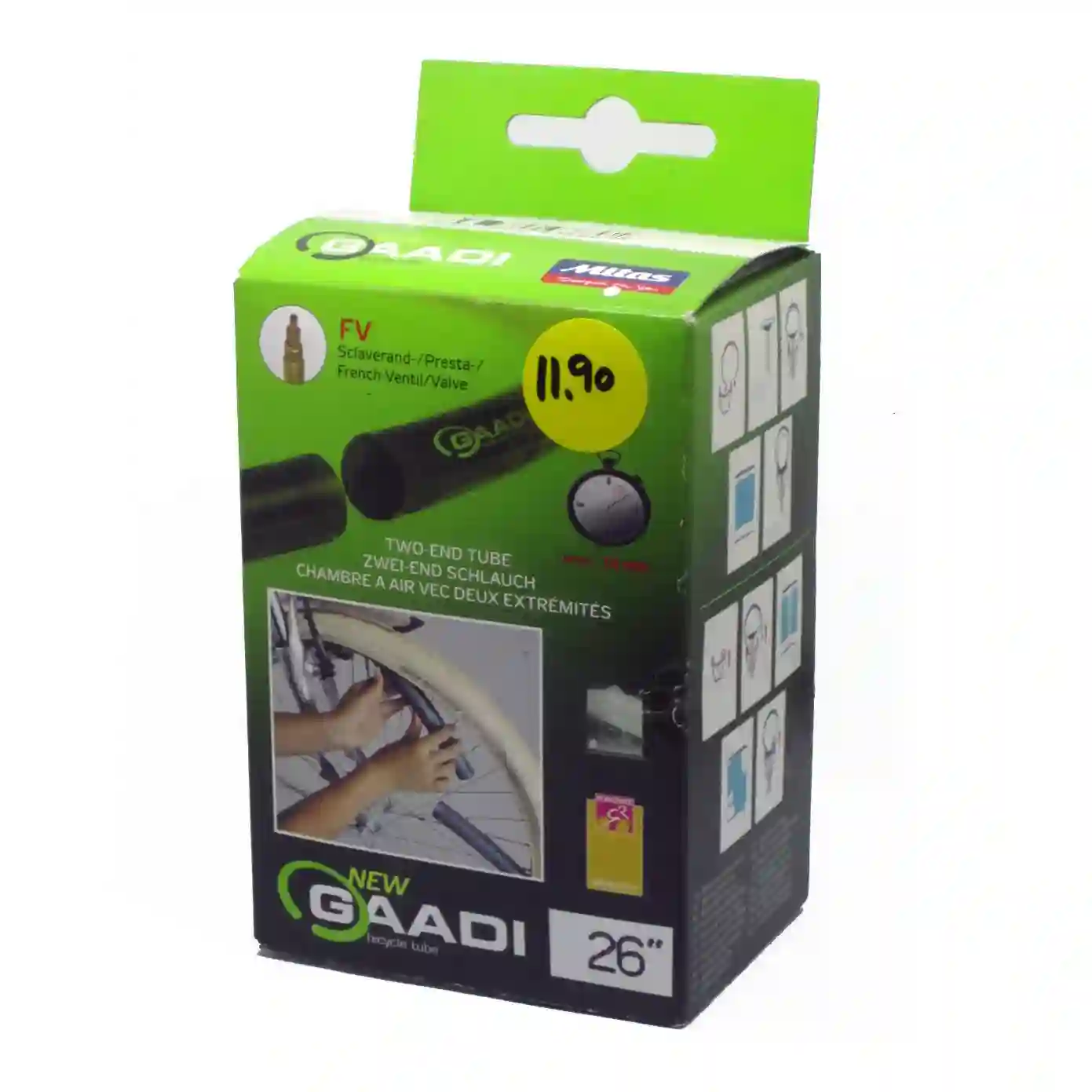 Cámara abierta Gaadi 26x1,60/1,75 (40/47-559) válvula Presta (fina) 47 mm