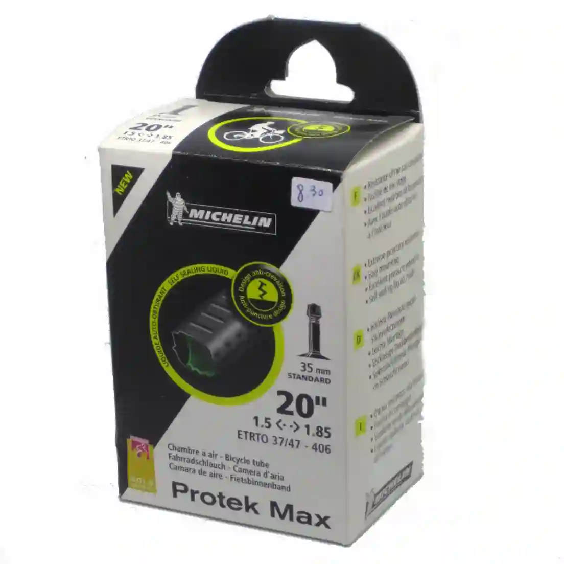 Cámara Michelin Protek Max 20x1.5/1.85 (37/47 - 406) Válvula Schrader 35 mm