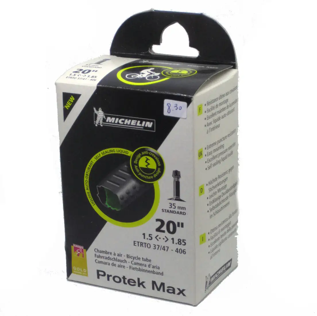 Cámara Michelin Protek Max 20x1.5/1.85 (37/47 - 406) Válvula Schrader 35 mm