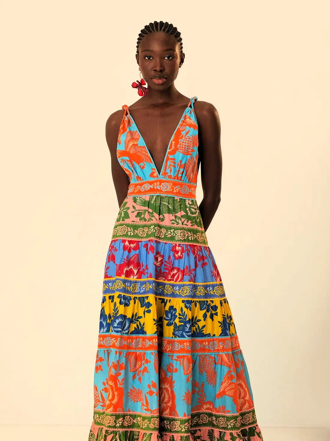 Vestido midi de jardín con encaje mixto - Imagen 3