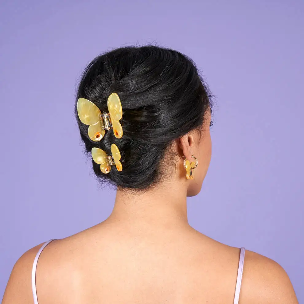 MINI GARRA PARA EL PELO MARIPOSA AMARILLA - Imagen 3
