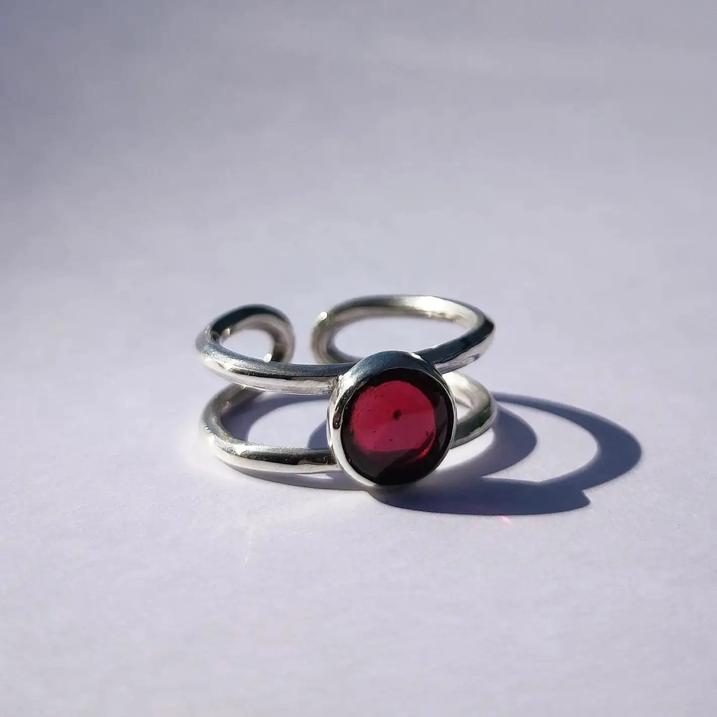 Garnet Double Thread Ring