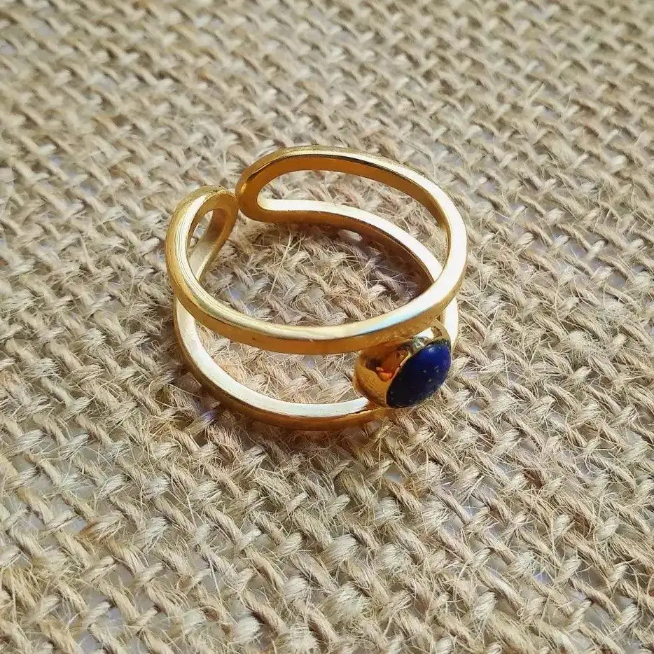 Lapis lazuli Double Thread Ring