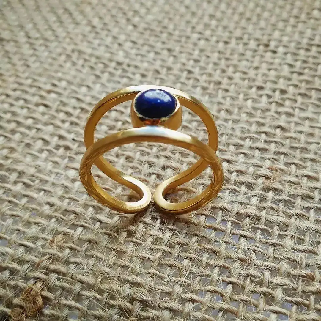 Lapis lazuli Double Thread Ring - Image 2