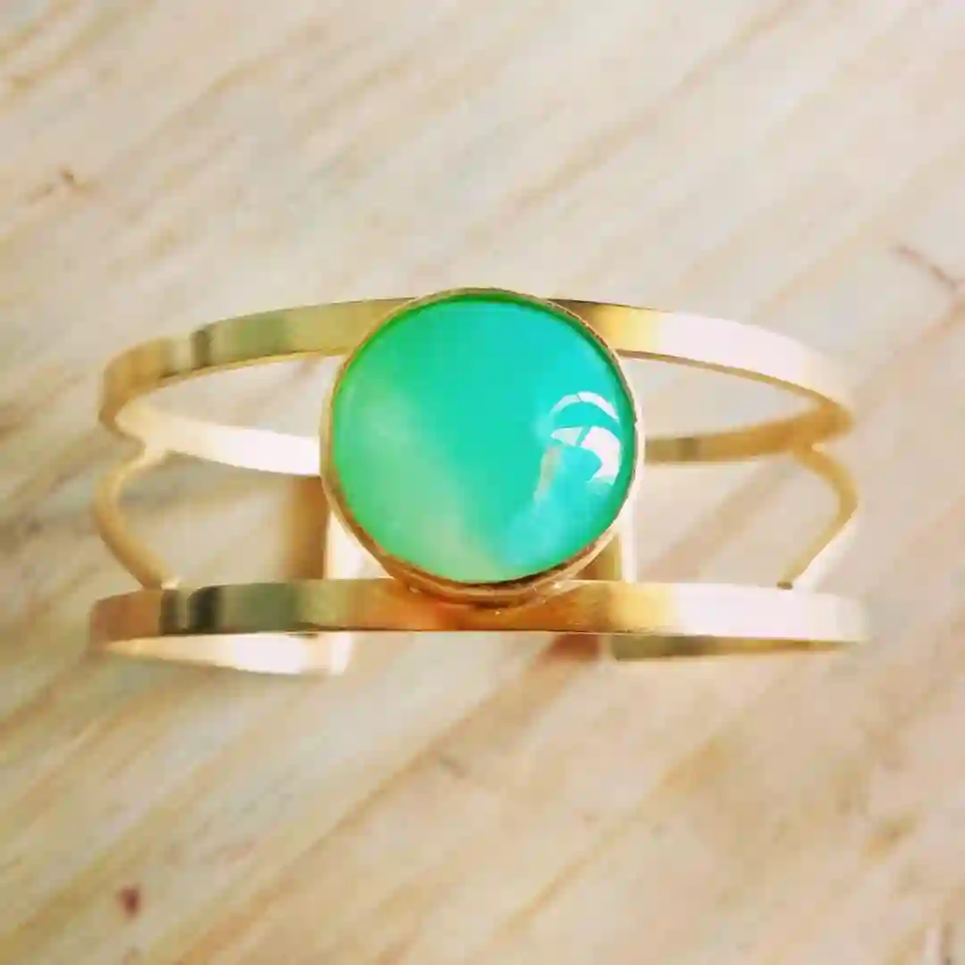 Brazalete Rectangular con Crisoprasa de Arizona