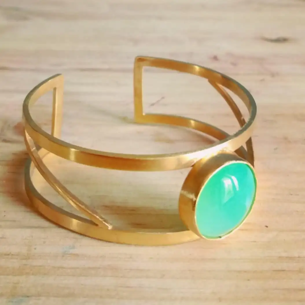 Brazalete Rectangular con Crisoprasa de Arizona - Imagen 2
