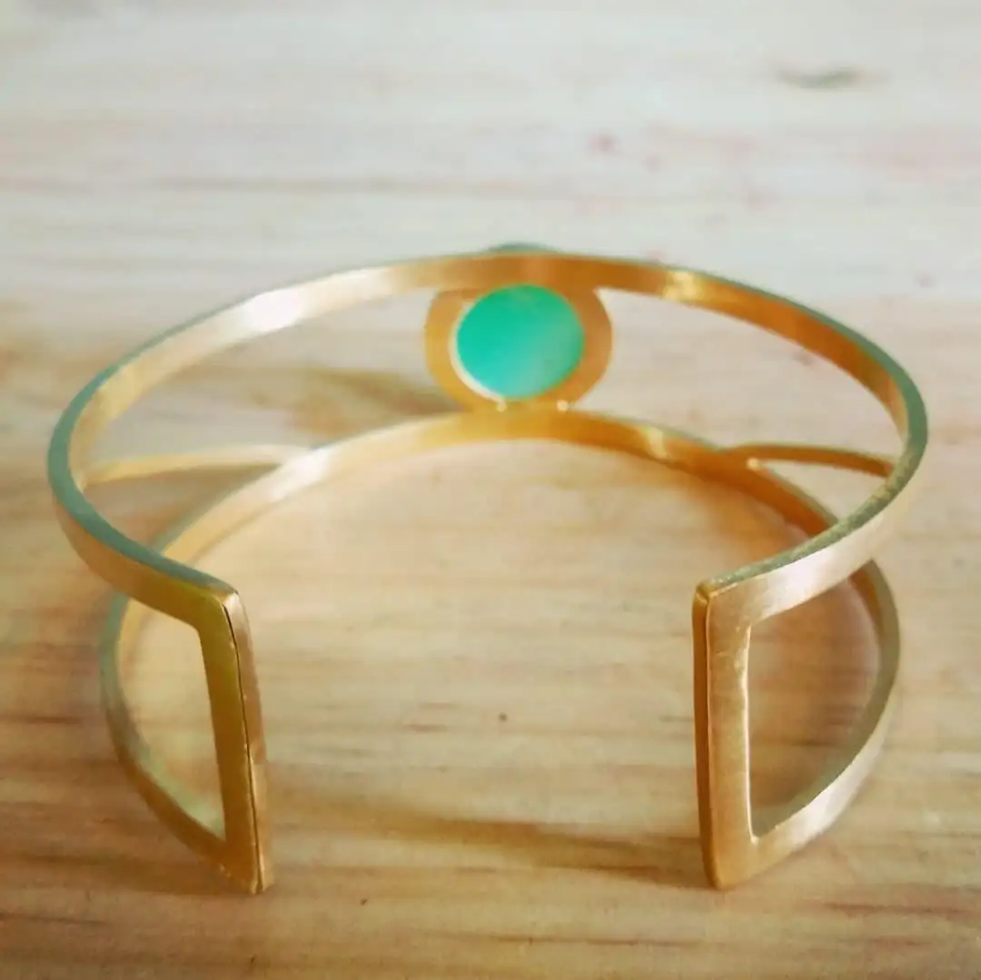 Brazalete Rectangular con Crisoprasa de Arizona - Imagen 3