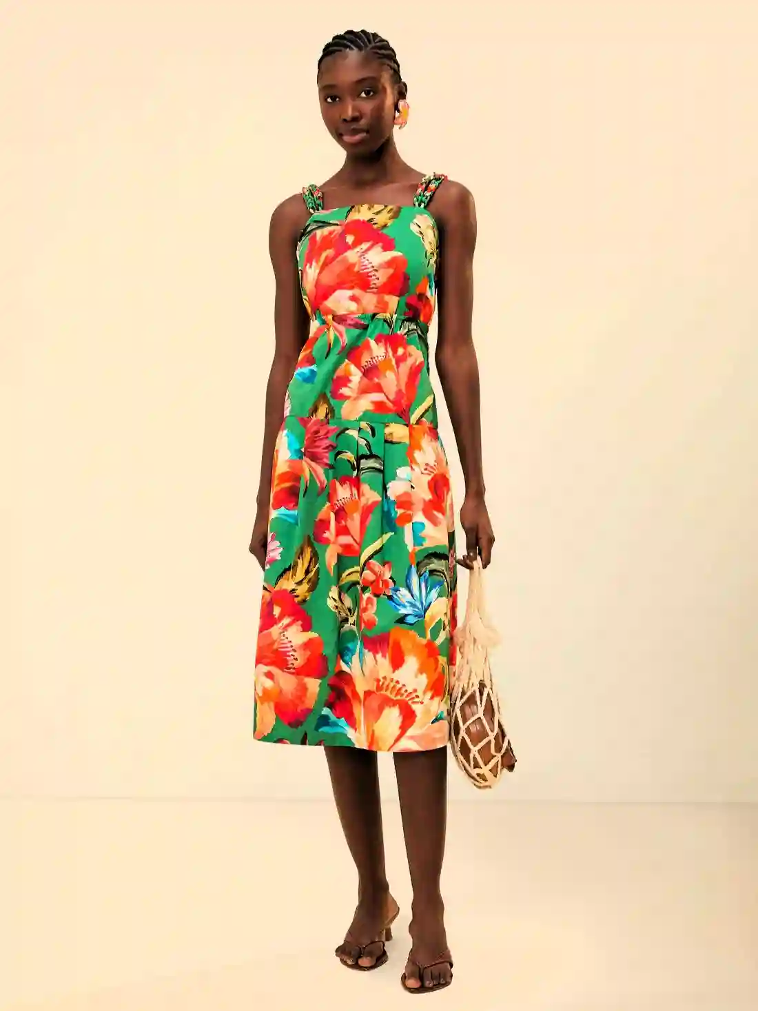 Vestido midi sin mangas Tropicart verde