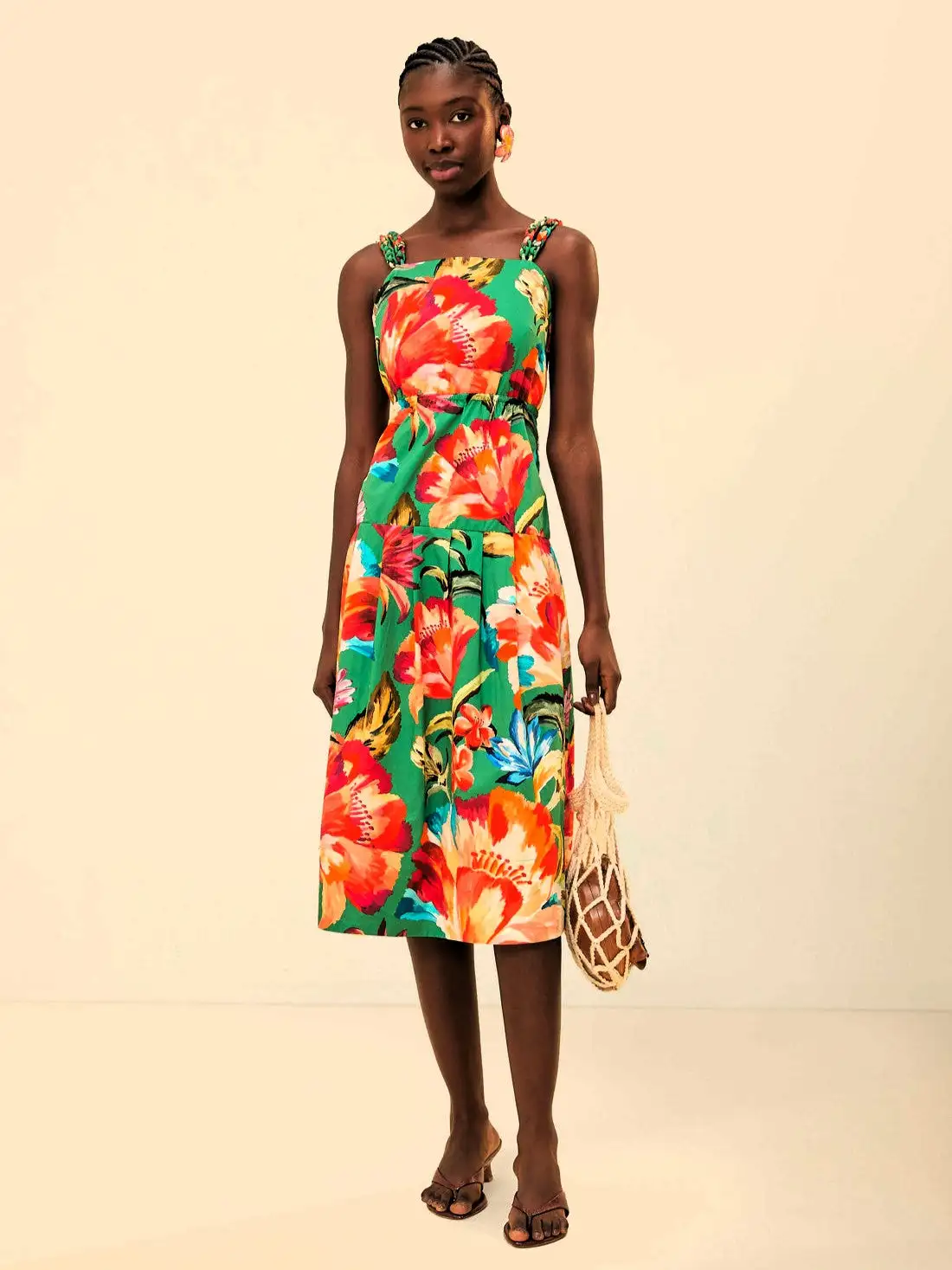 Vestido midi sin mangas Tropicart verde