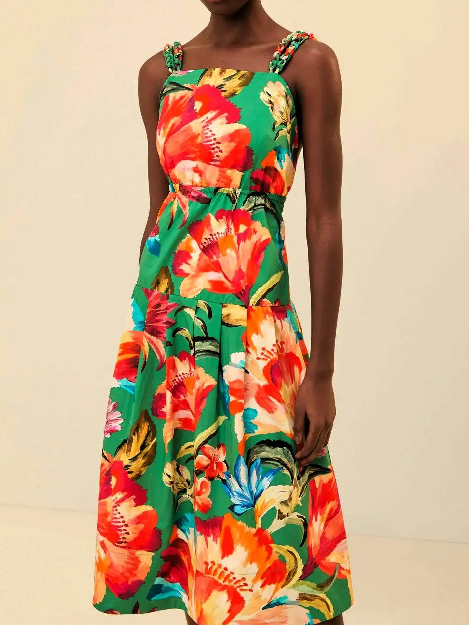 Vestido midi sin mangas Tropicart verde - Imagen 2