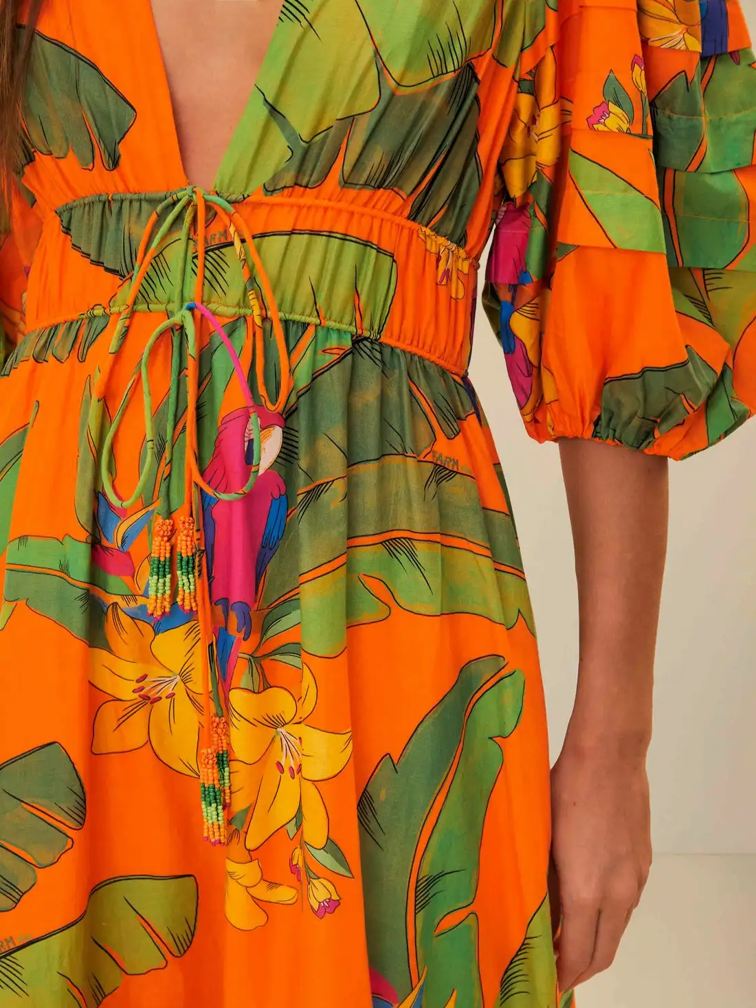 Vestido midi naranja guacamayas frescas - Imagen 4