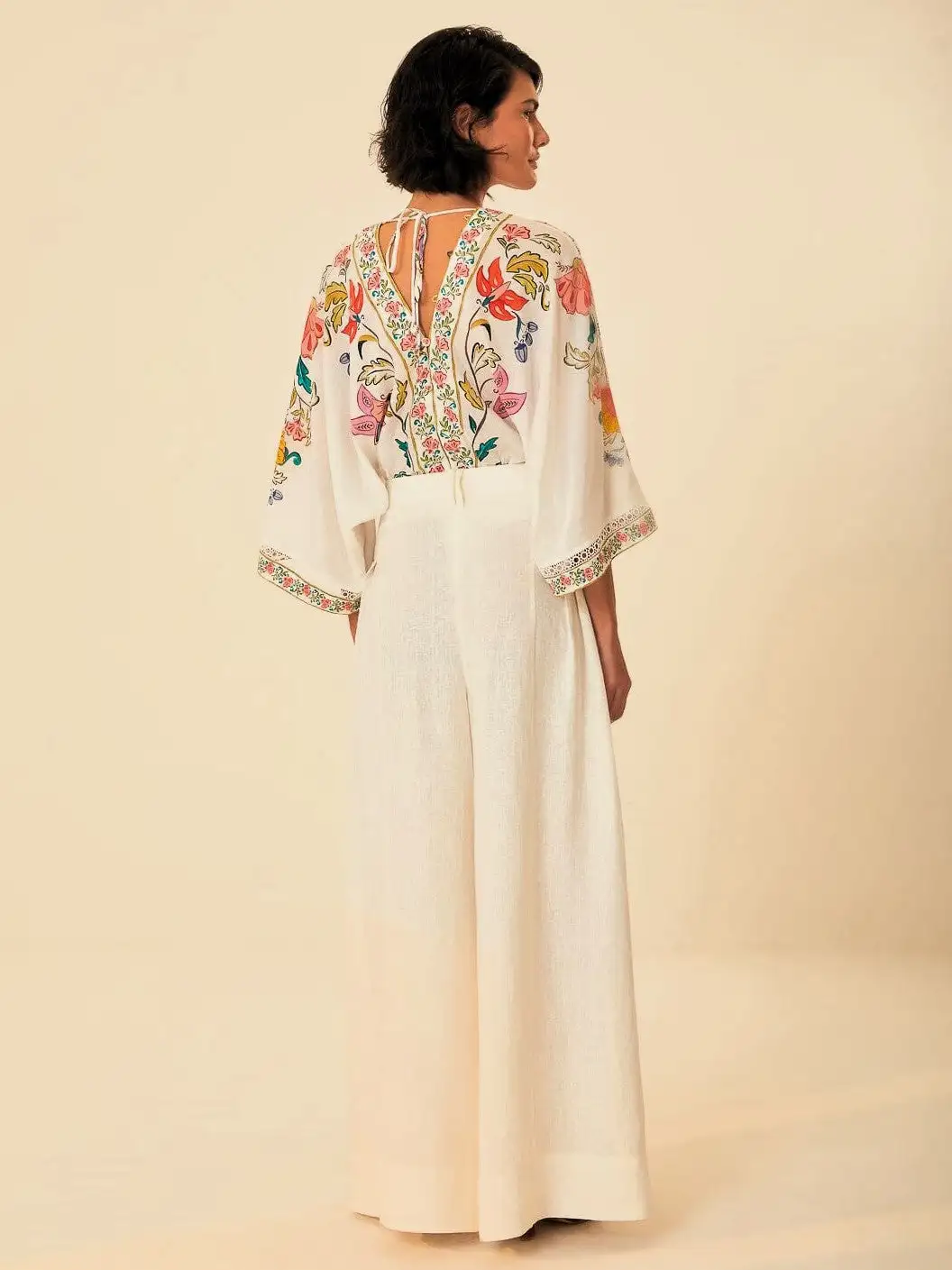 Pantalones plisados ​​de lino blancos - Imagen 3