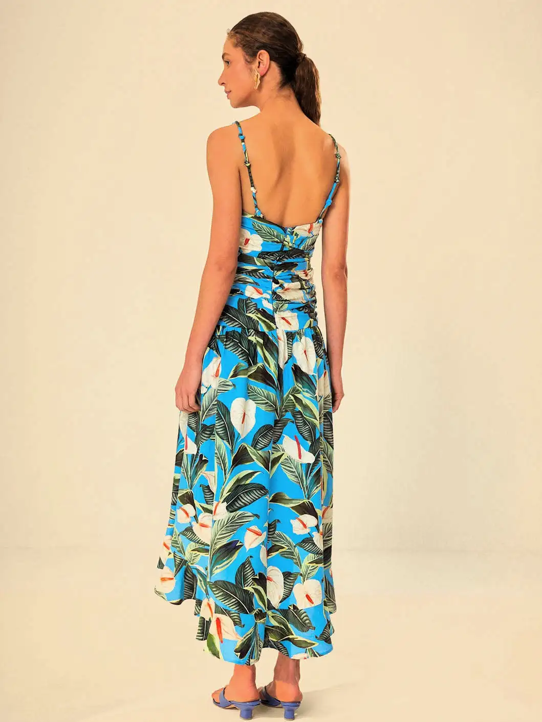 Vestido largo de jardín de Anthurium azul - Imagen 3