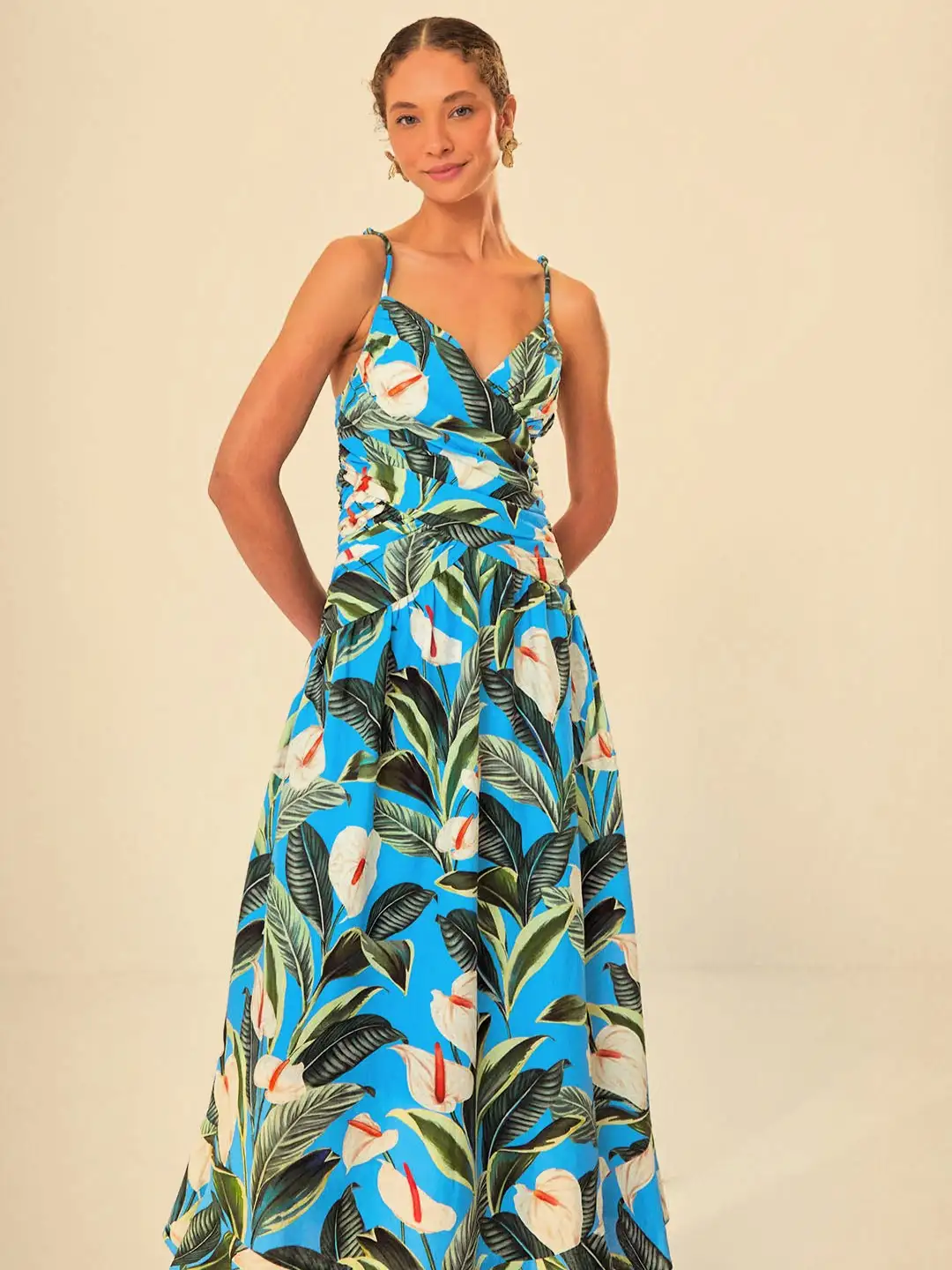 Vestido largo de jardín de Anthurium azul - Imagen 4