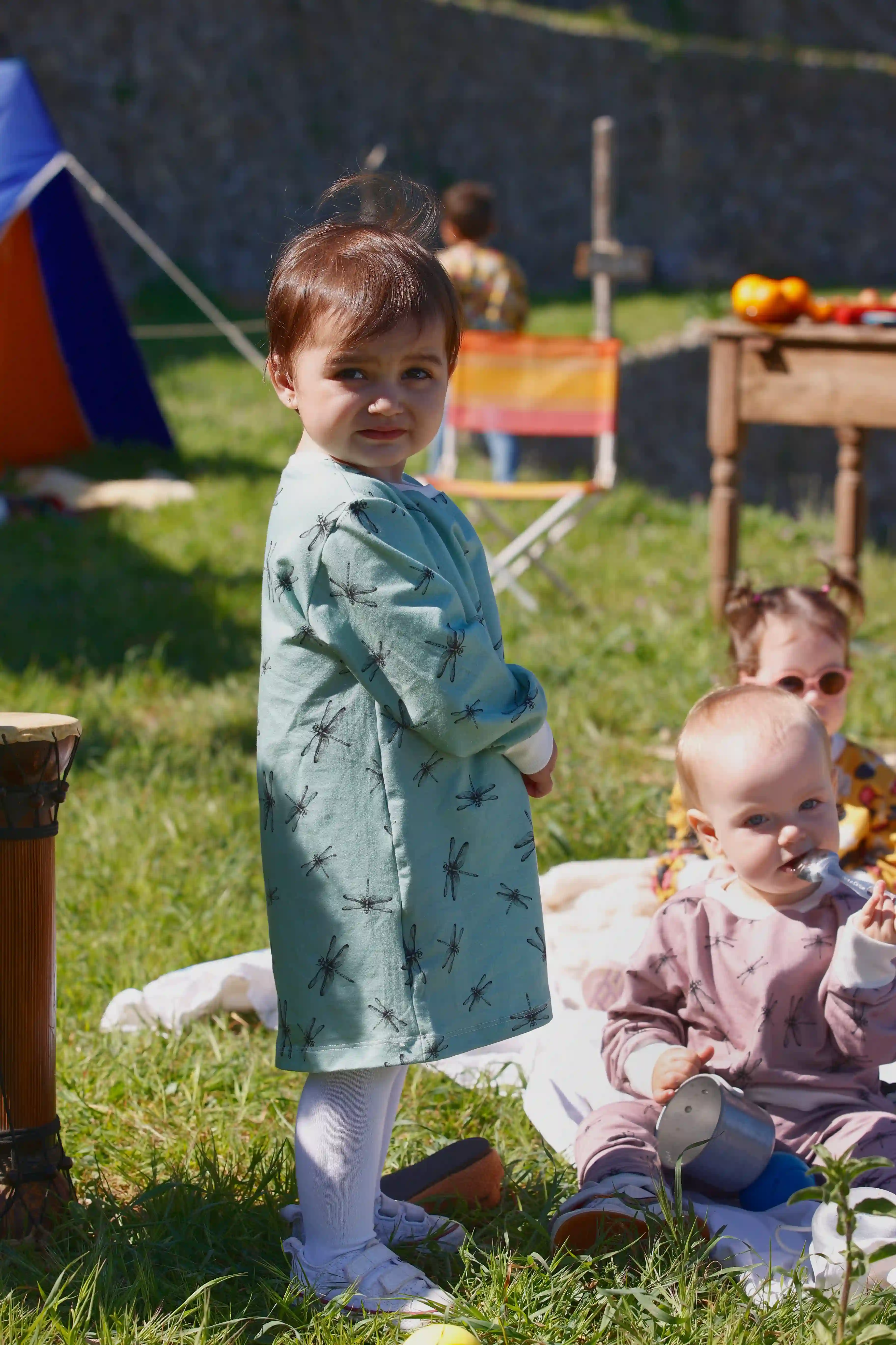 Vestido Infantil Libélulas Verde