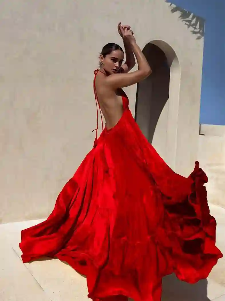 Vestido largo lirio de seda