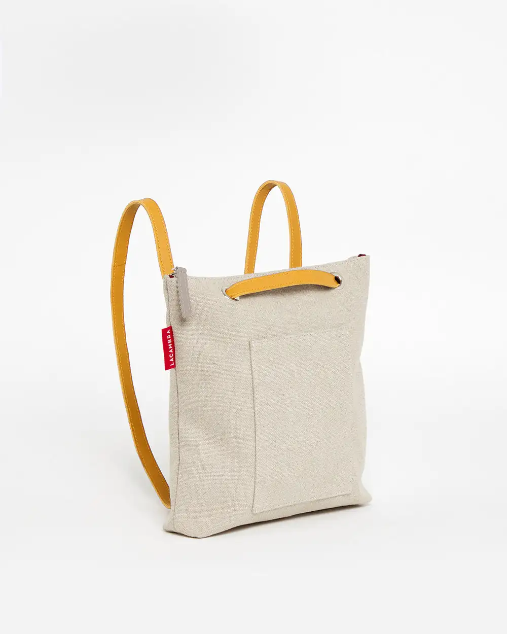 BEIGE CANVAS Mini Backpack Pocket - Image 2