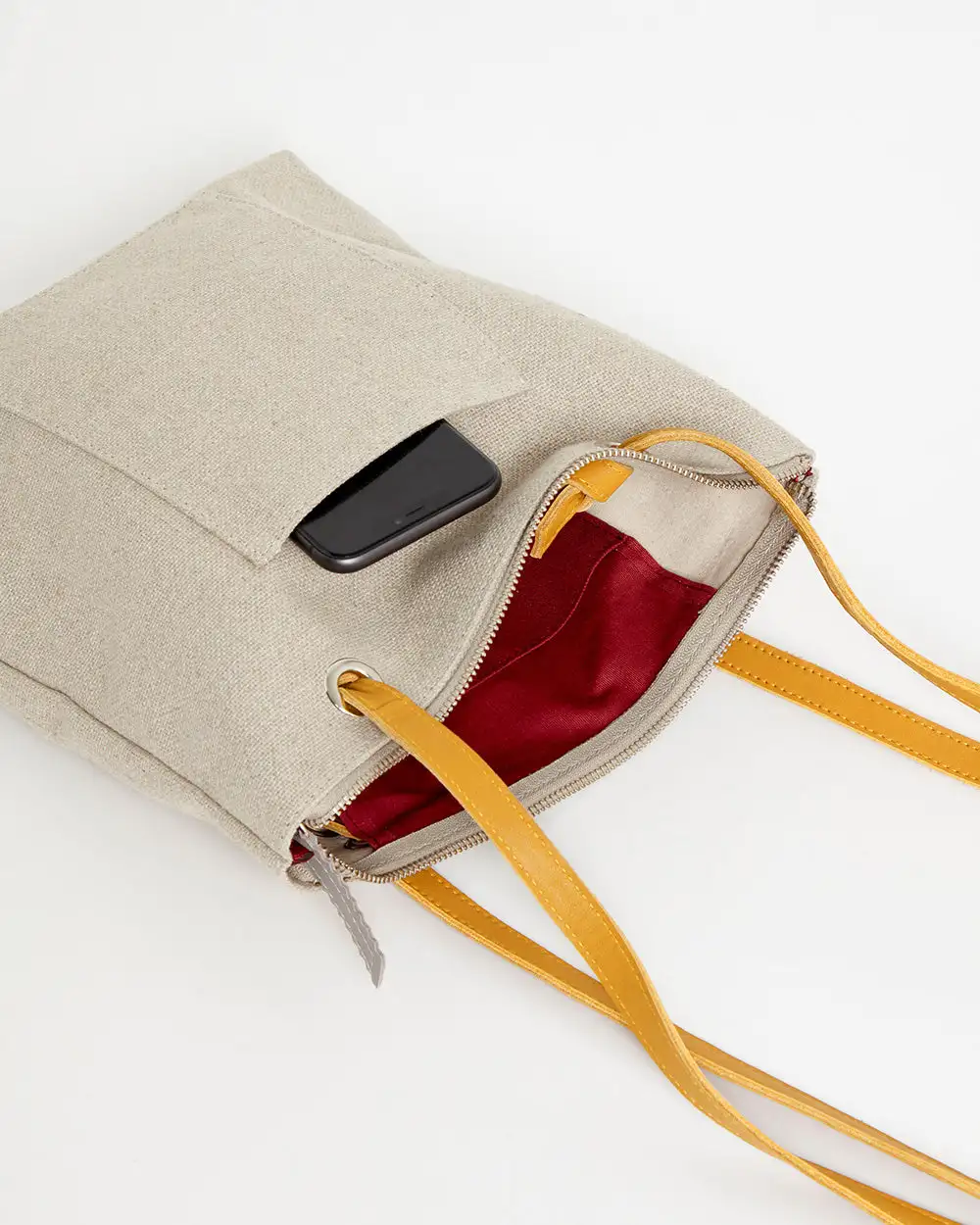 BEIGE CANVAS Mini Backpack Pocket - Image 4