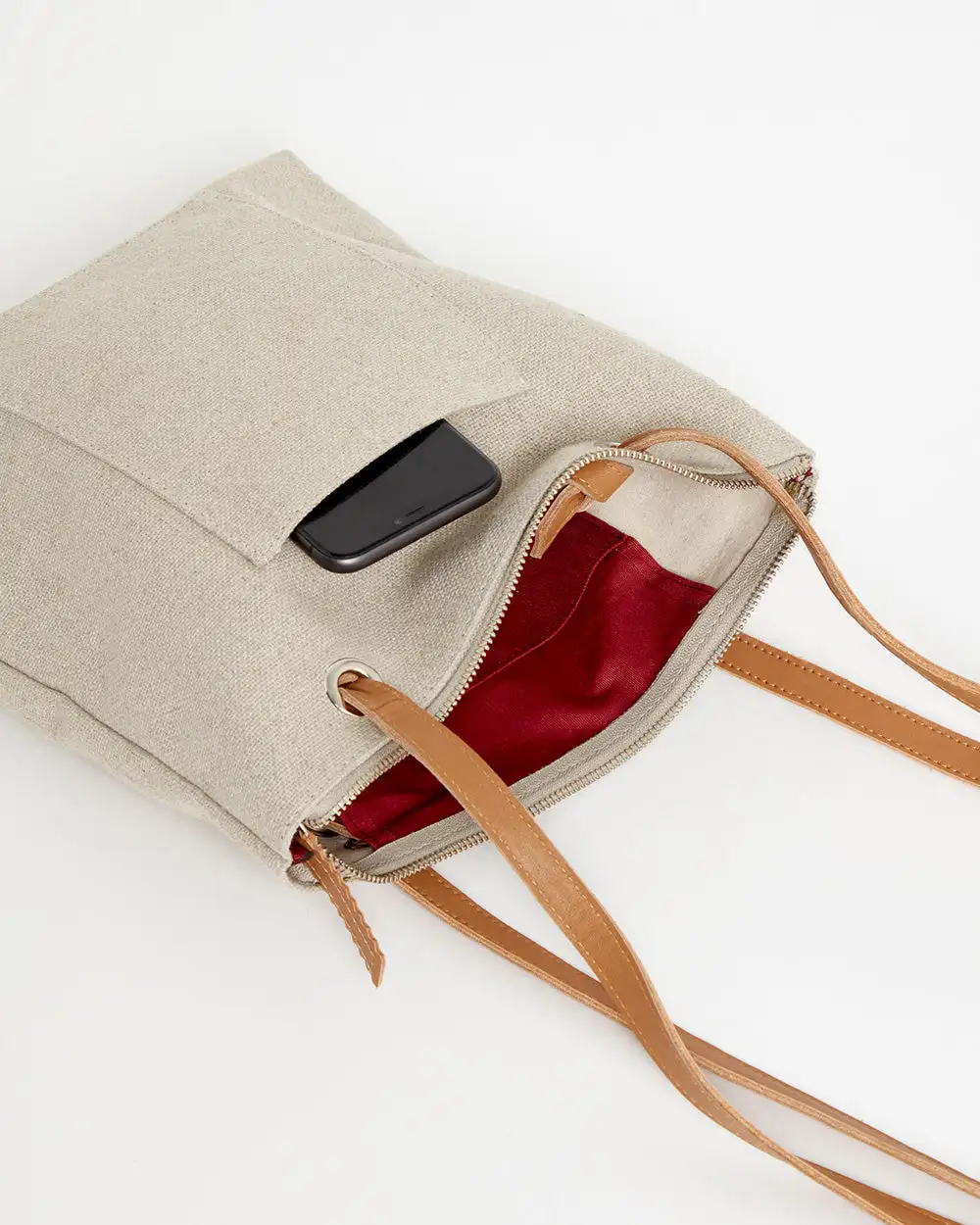 BEIGE CANVAS Mini Backpack Pocket - Image 10