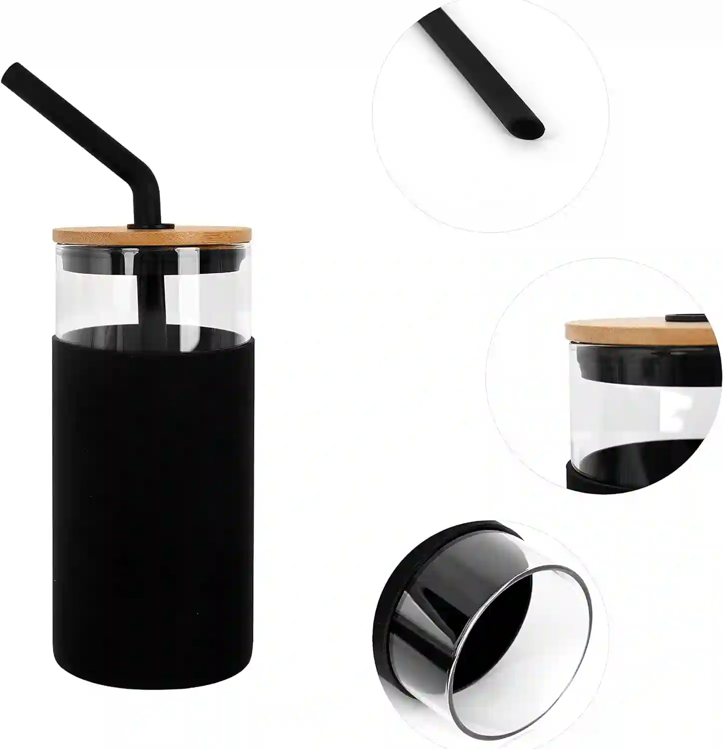 Personalized 500ml Glass Container with Straw
