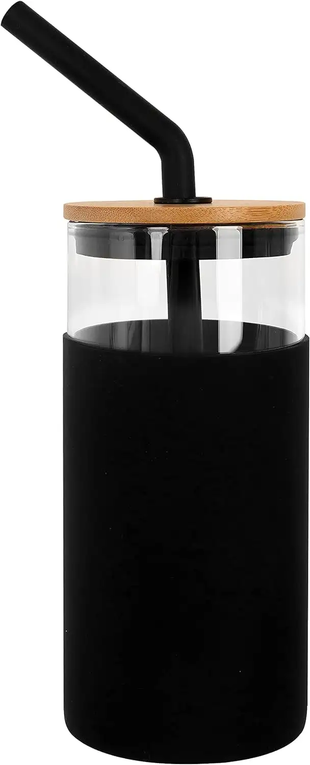 Personalized 500ml Glass Container with Straw - Image 2