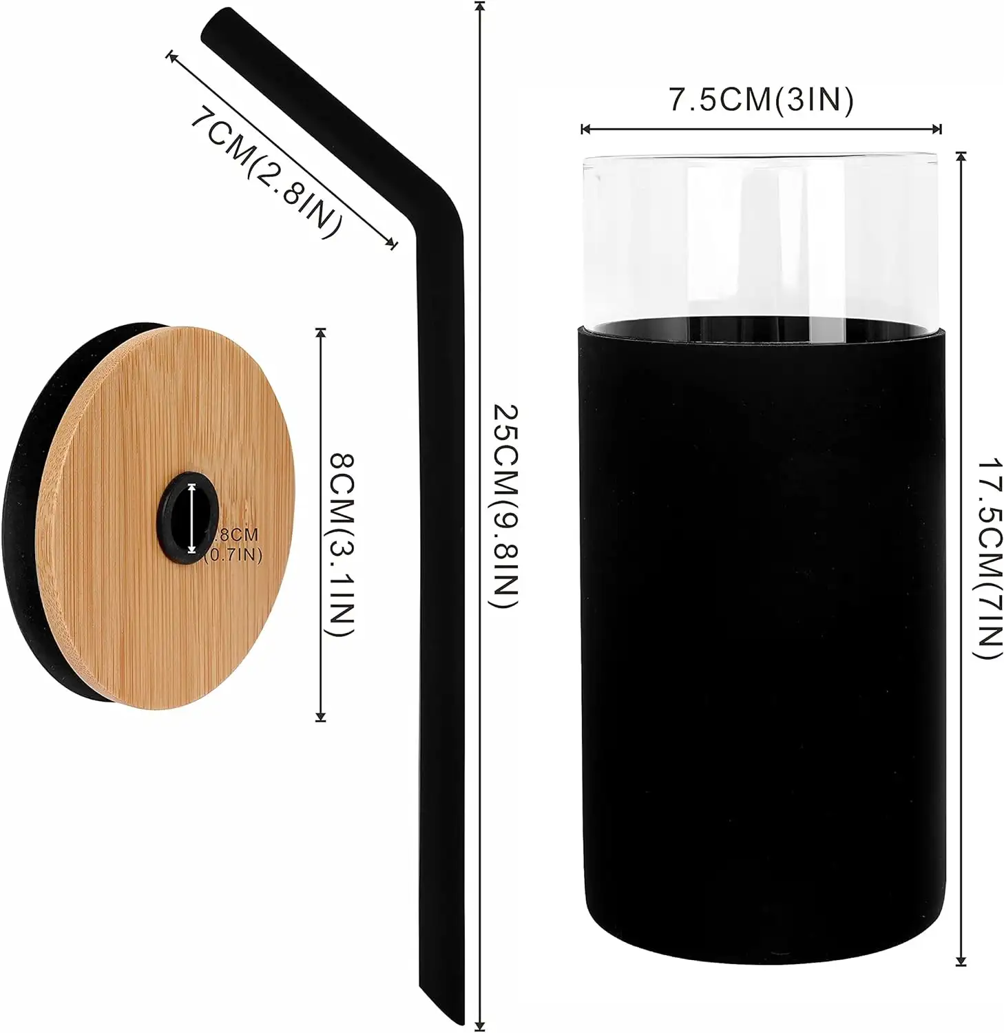 Personalized 500ml Glass Container with Straw - Image 3
