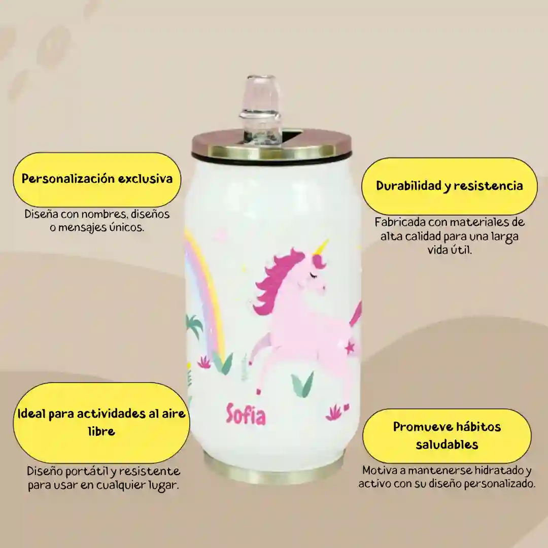 Termo lata con Pajita Personalizado — 400ml