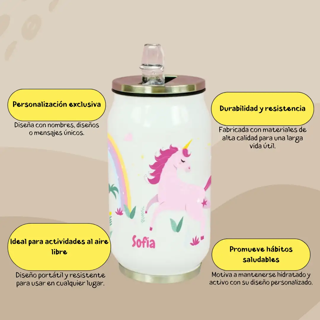 Termo lata con Pajita Personalizado — 400ml