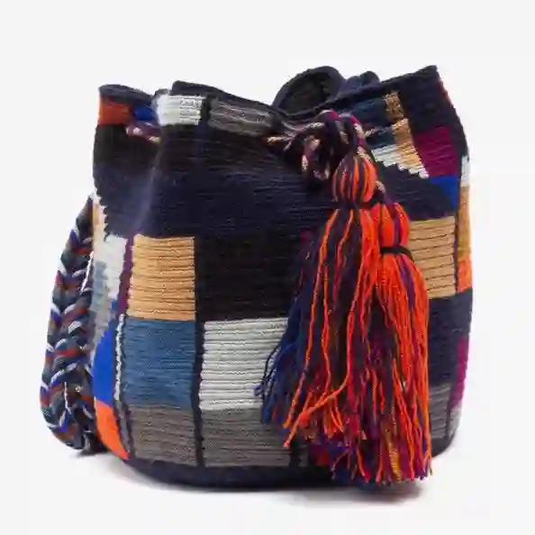 Bandolera pequeña hecha a mano Wayuu Cangrejo Azul