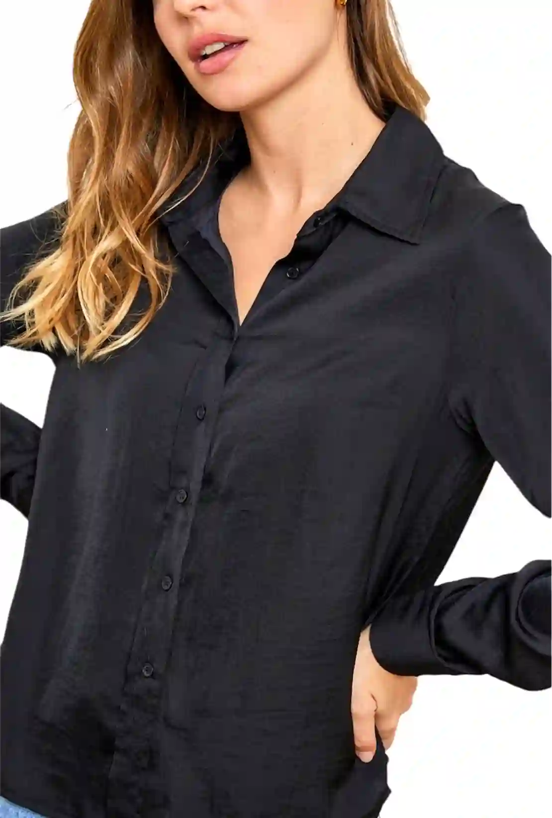 Camisa satinada negra