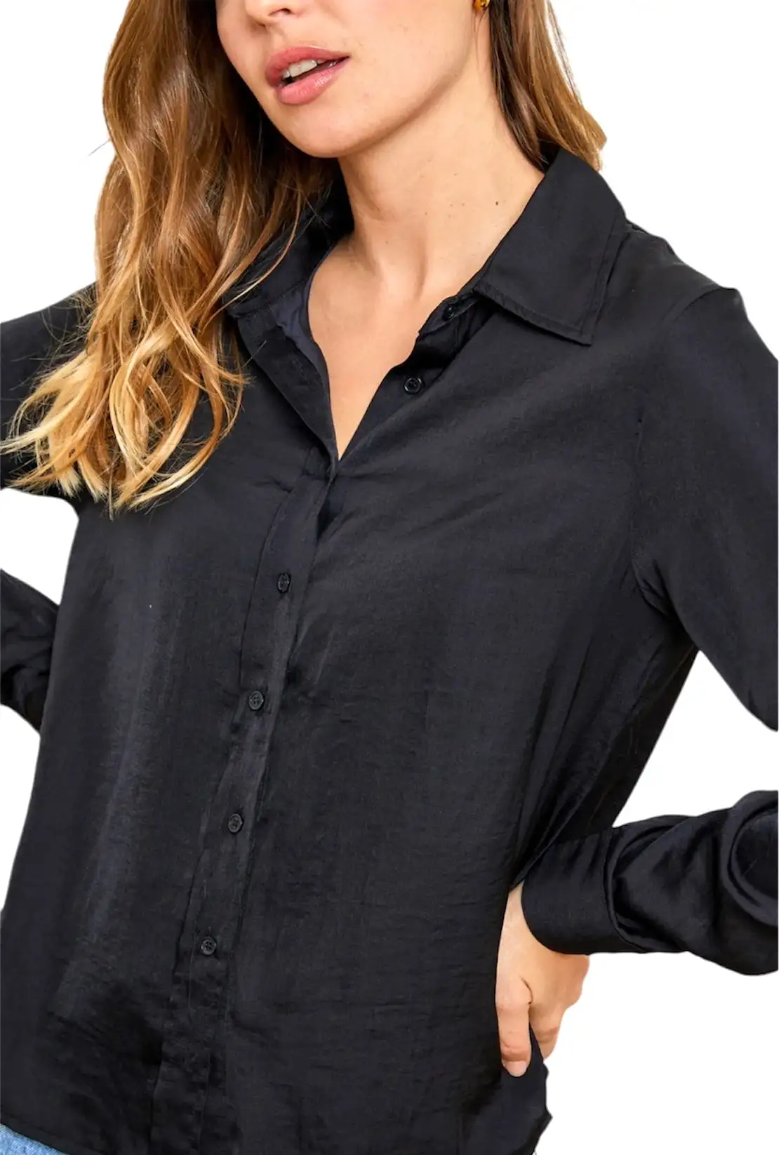 Camisa satinada negra