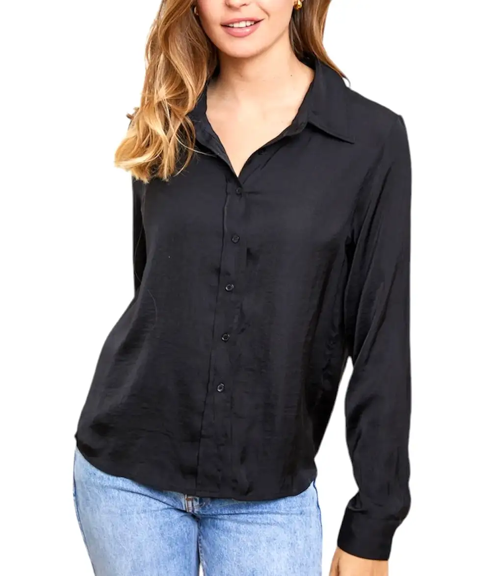 Camisa satinada negra - Imagen 2
