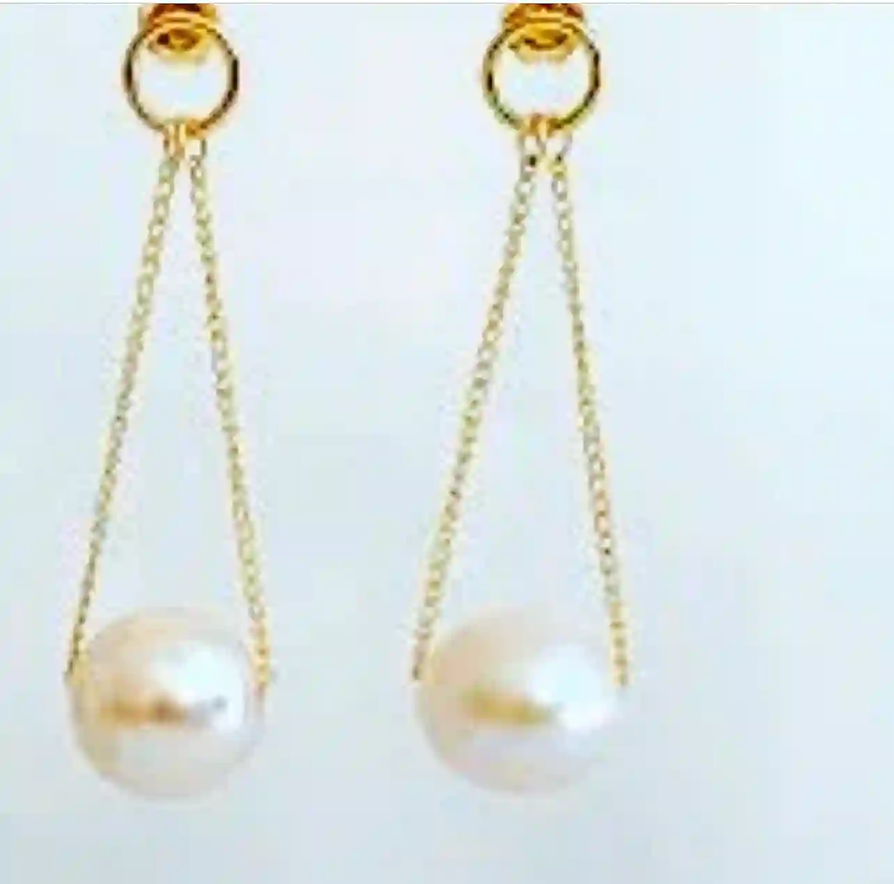 Double chain pearl earrings