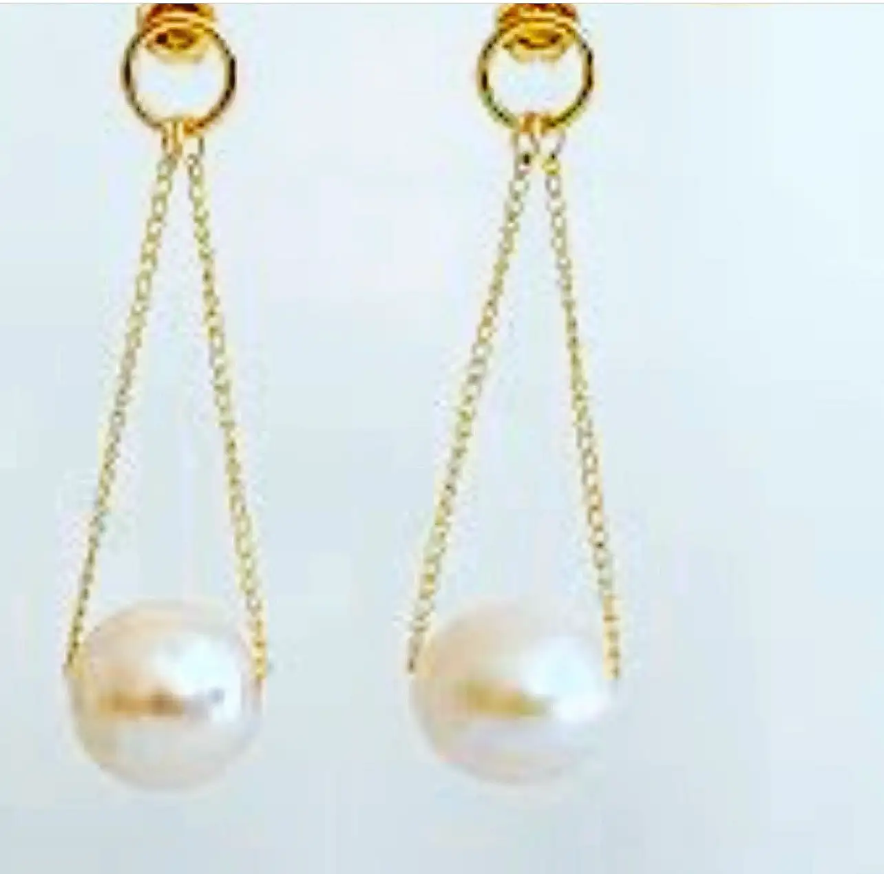 Double chain pearl earrings
