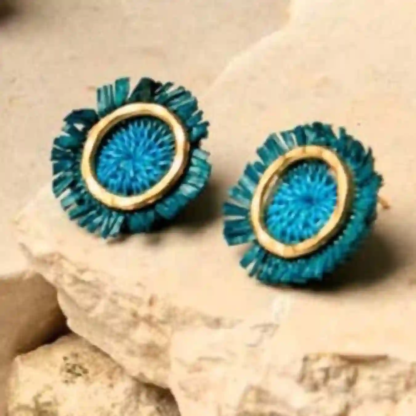 Pendientes Girasol en Azul