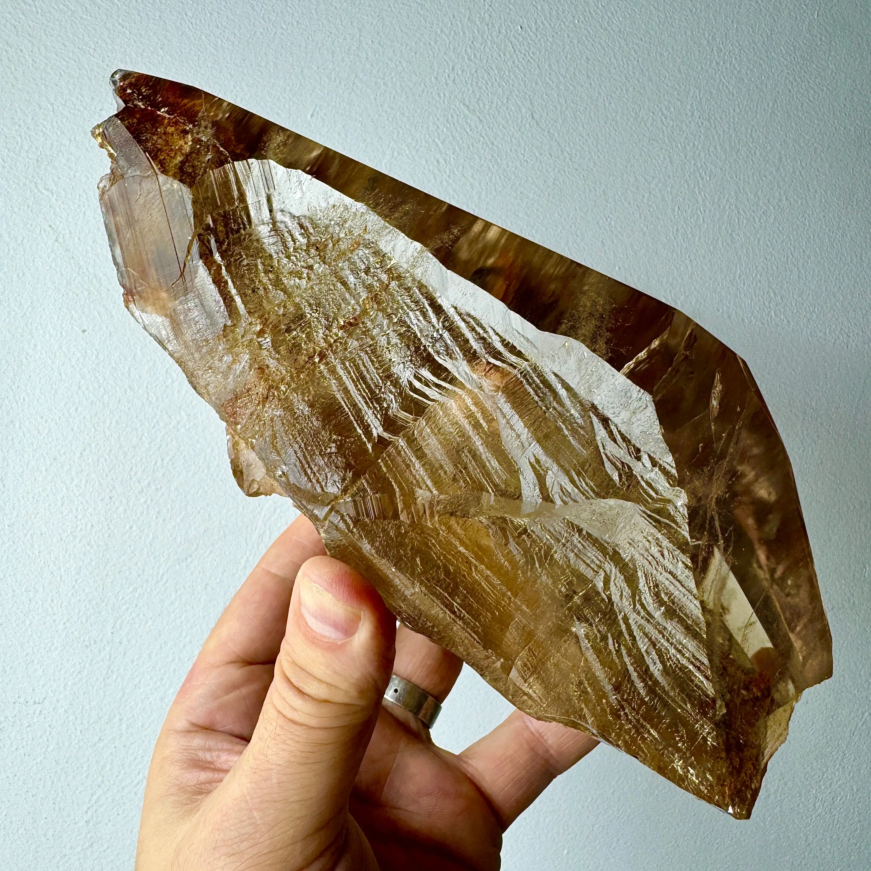 CUARZO MAESTRO CHAMÁNICO CON INCLUSIONES DE PIRITA, COBRE y LODOLITA - Imagen 2