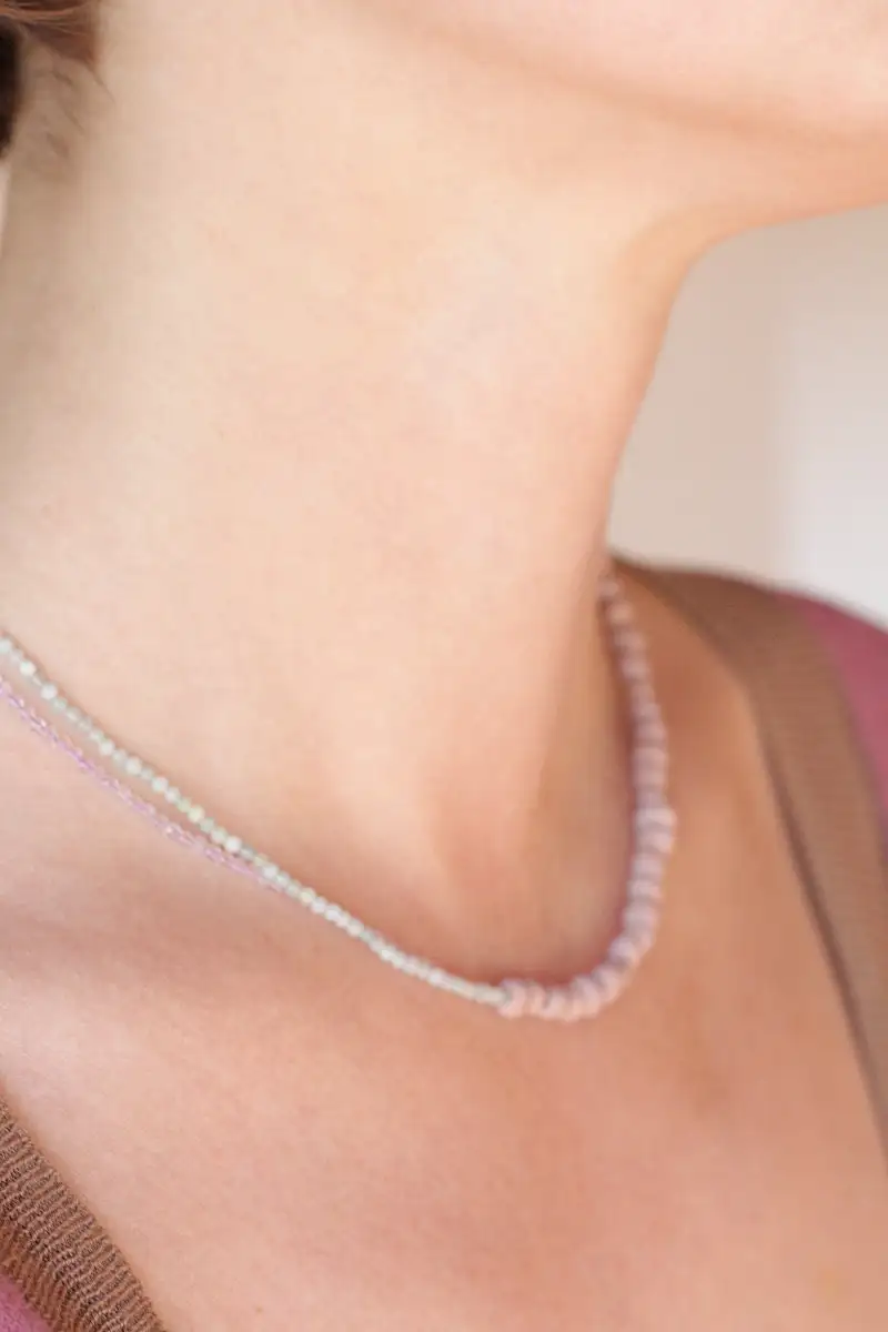 Lavender and green almonds -  beaded necklace - made to order - Image 7