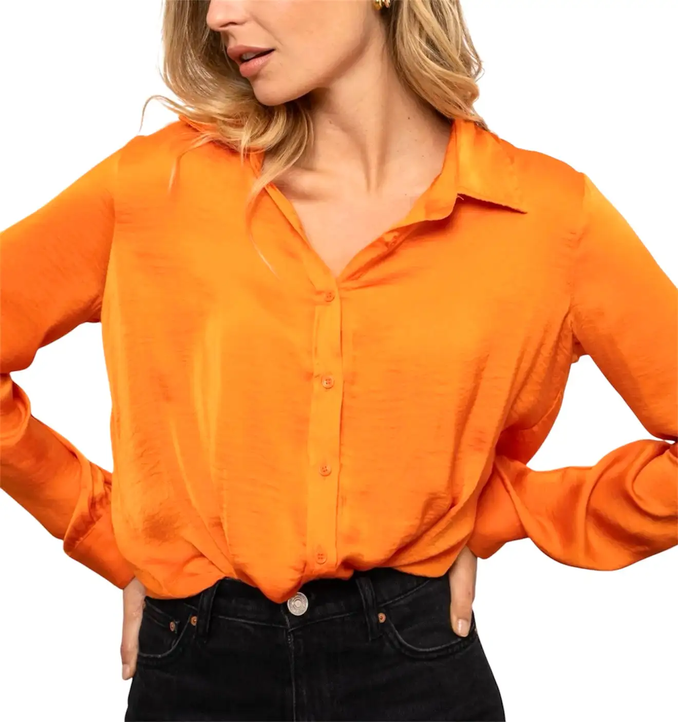 Camisa satinada naranja