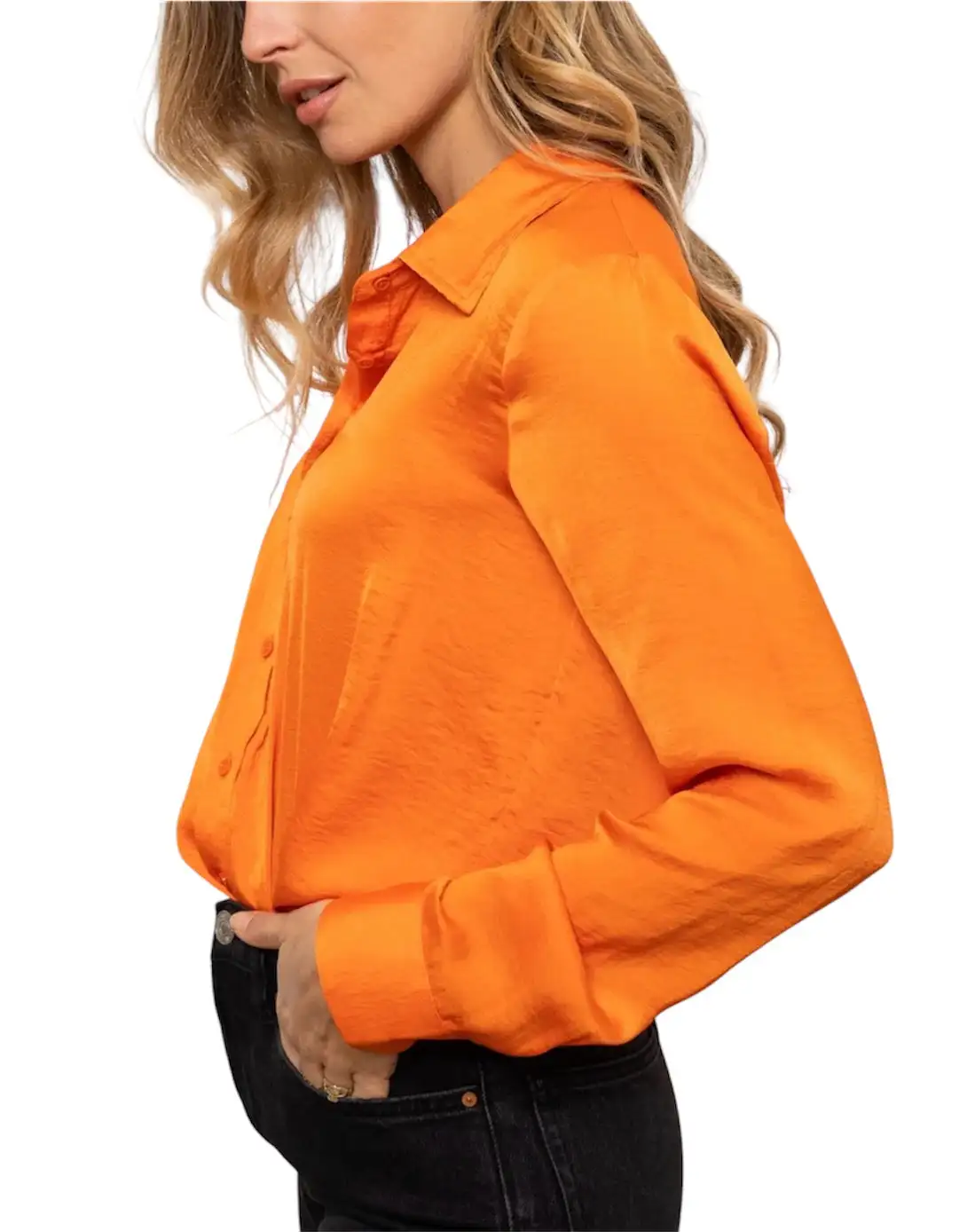 Camisa satinada naranja - Imagen 4