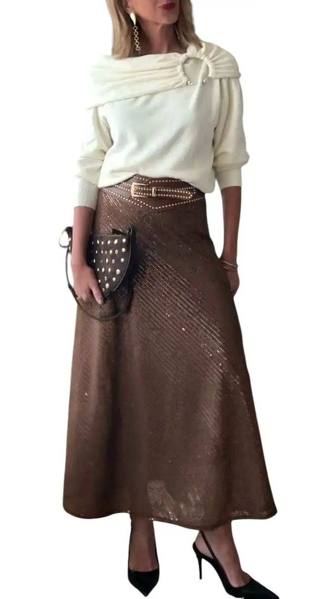 Brown sequin skirt - Image 2