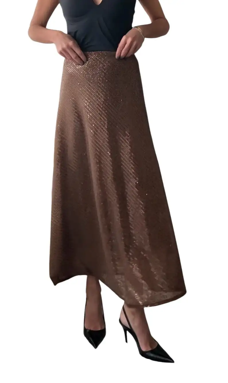 Brown sequin skirt - Image 5