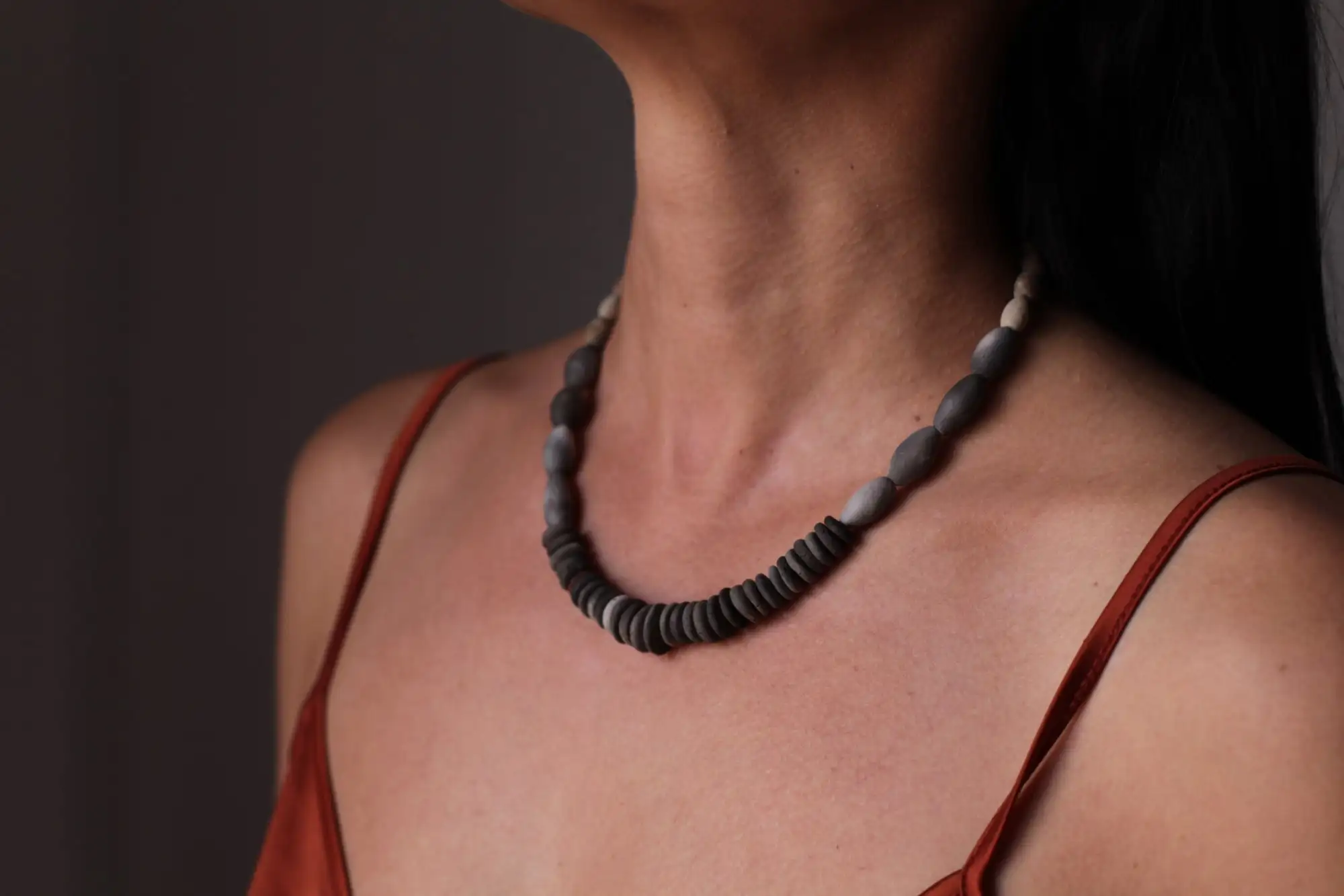 Angela pit fired ceramic necklace 49cm OOAK - Image 2