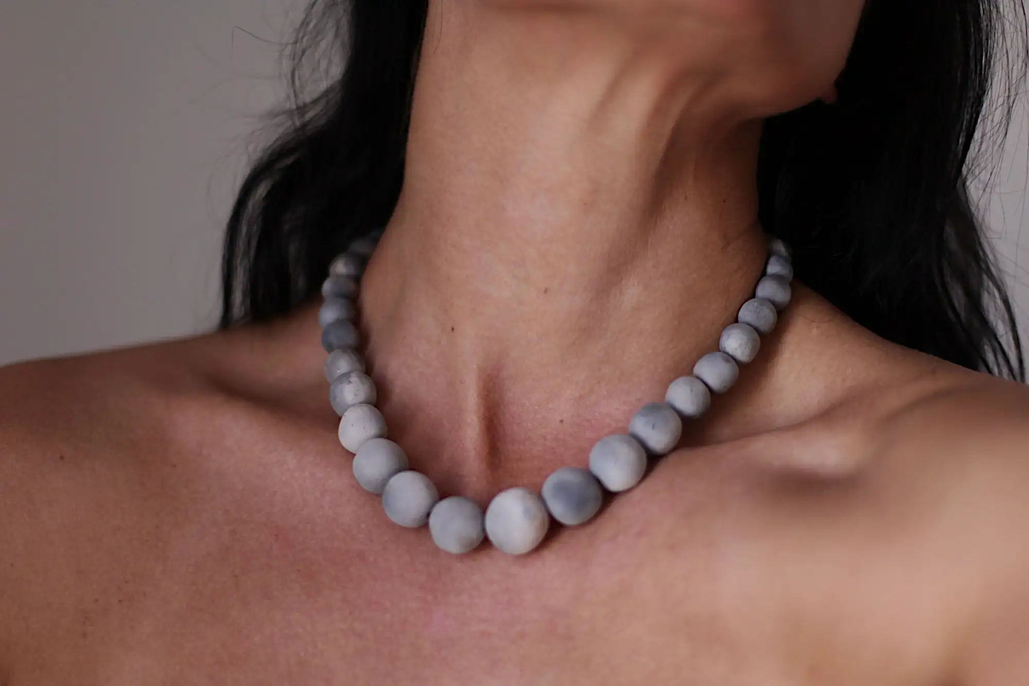 Moons Vera smoke fired ceramic necklace 46cm long OOAK - Image 2